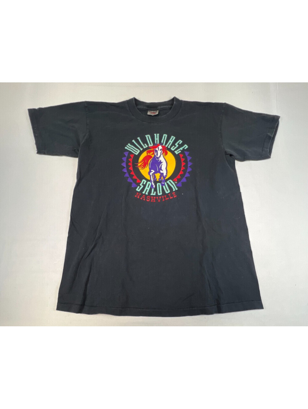 Vintage Oneita Wild Horse Saloon Nashville Mens L Black Graphic T-Shirt USA